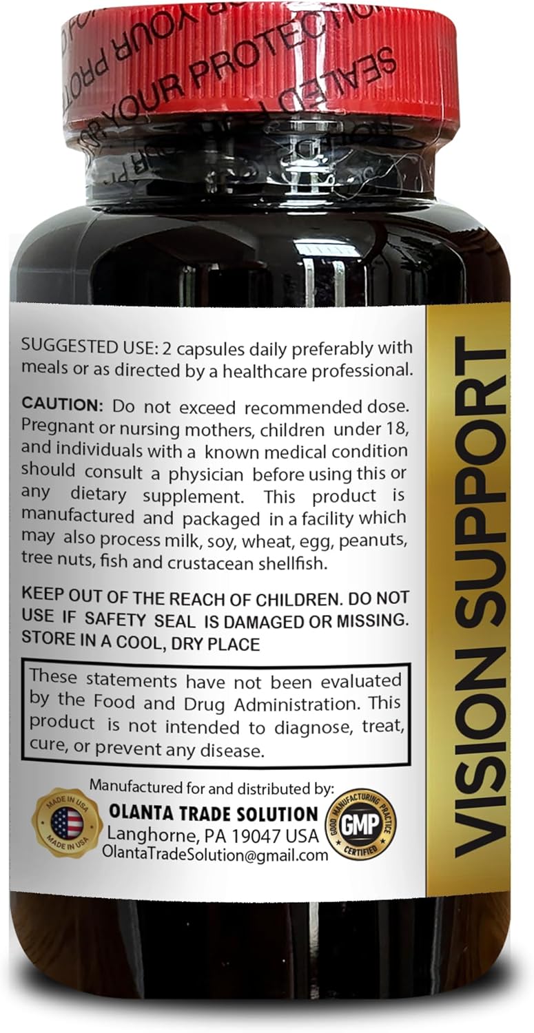 Advanced Eye and Vision Support Formula with Taurine, Turmeric, and Grape Seed Extract - OLANTA TRADE SOLUTION Vision Support Supplement