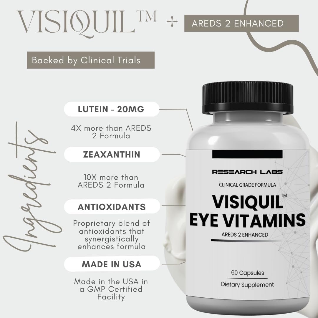 Advanced Eye Health Supplement with Enhanced Absorption - AREDS 2 Plus Formula with Lutein, Zeaxanthin, Bilberry, Eyebright, Zinc, ALA, Quercetin & More