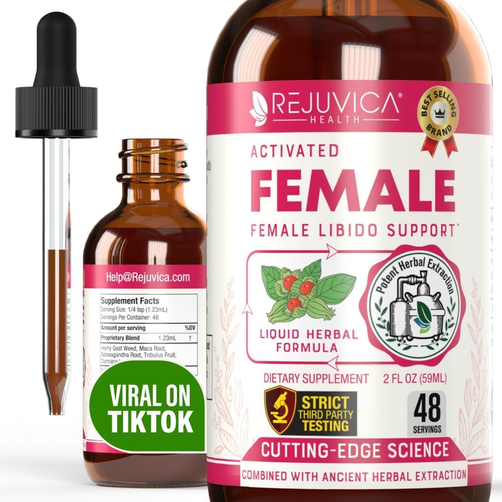 Advanced Female Libido Support Supplement with Liquid Delivery for Better Absorption - Includes Maca, Horny Goat Weed, Damiana & More - By Rejuvica Health