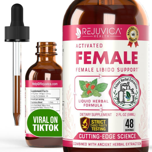 Advanced Female Libido Support Supplement with Liquid Delivery for Better Absorption - Includes Maca, Horny Goat Weed, Damiana & More - By Rejuvica Health