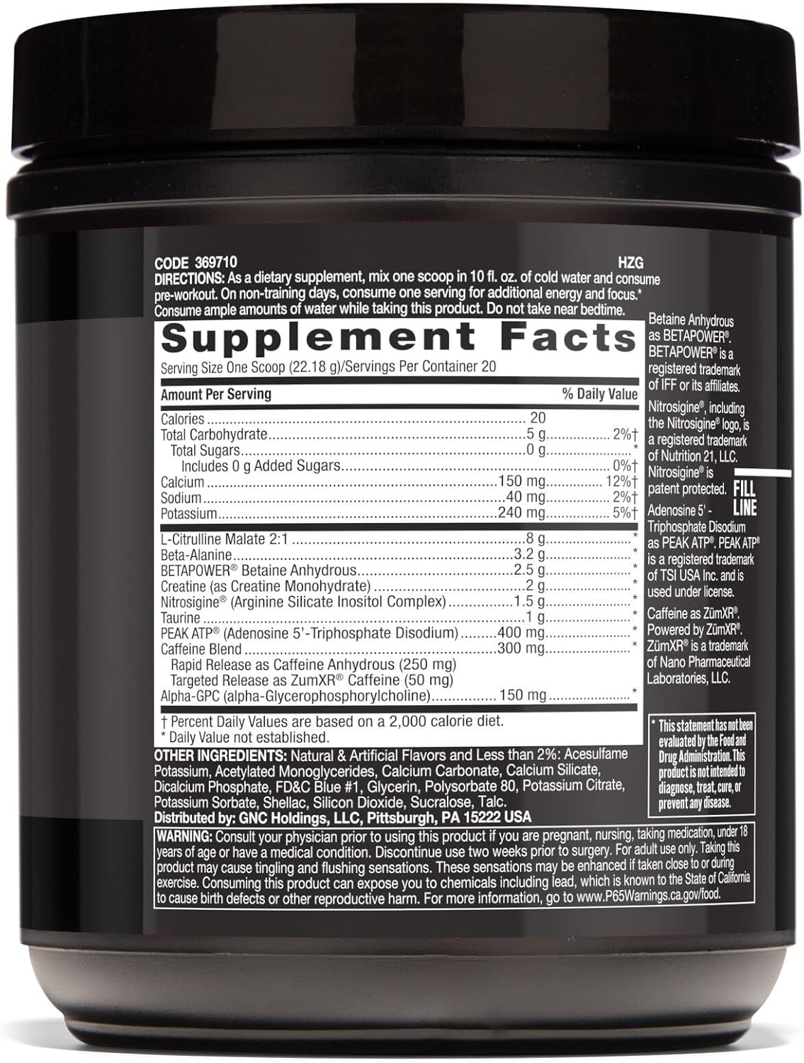 Advanced Formula Pre-Workout Powder with Caffeine, L-Citrulline, and Nitrosigine - ICY Fireworks Flavor (20 Servings)