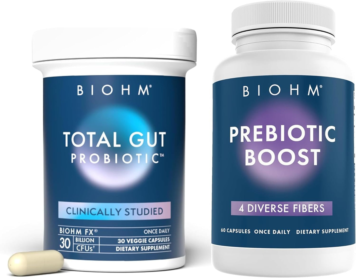 Advanced Gut Health Bundle: BIOHM Probiotic, Prebiotic Fiber, and Digestive Enzymes - Non-GMO, Vegetarian, 30 Servings