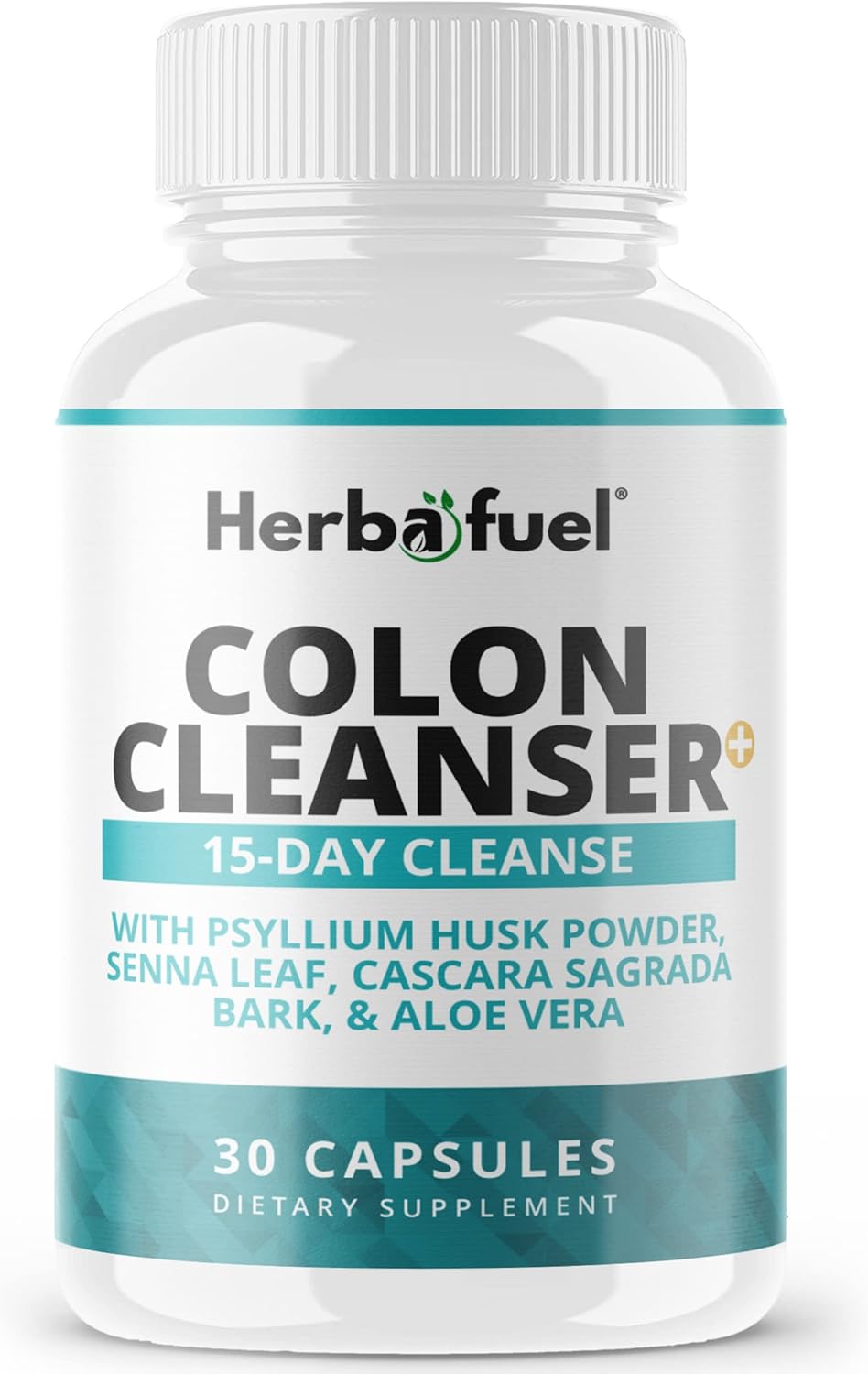 Advanced Herbafuel Colon Cleanse with Psyllium Husk Powder, Probiotics - Detox & Gut Health Support - Non-GMO Formula, 30 Capsules