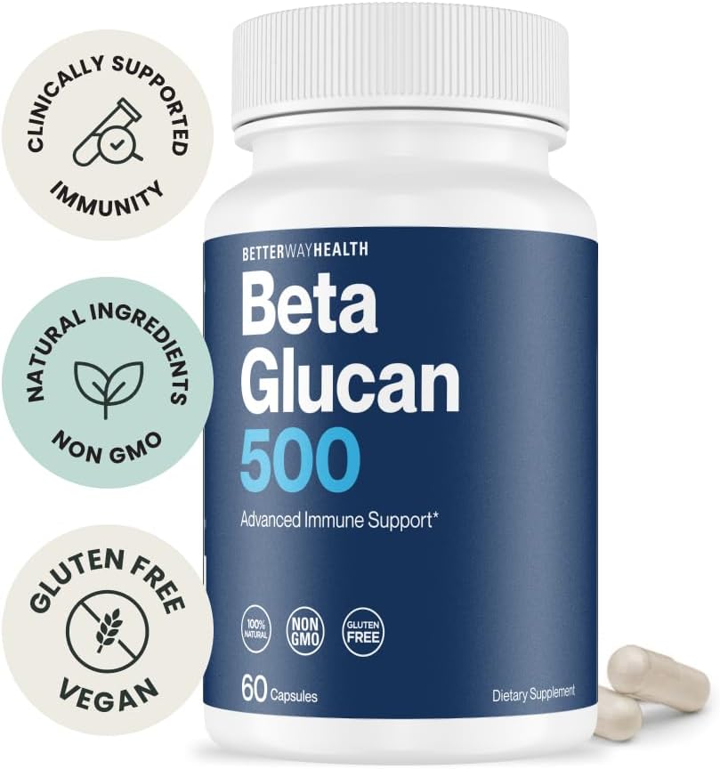 Advanced Immune Support Supplement with Beta Glucan 500 - Immune System Booster - 500mg 60 Capsules