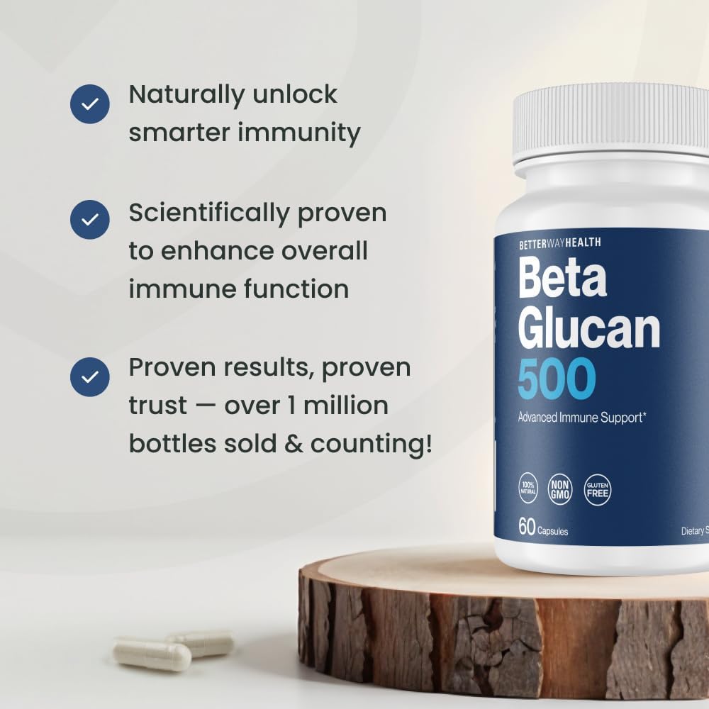 Advanced Immune Support Supplement with Beta Glucan 500 - Immune System Booster - 500mg 60 Capsules