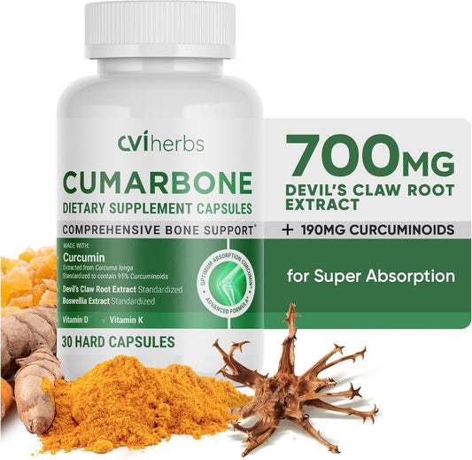 Advanced Joint Support Supplement with Turmeric, Devil's Claw, Boswellia, Vitamin D & K - Enhances Joint Health, Flexibility & Mobility - Extra Strength Bone Support - 30 Capsules