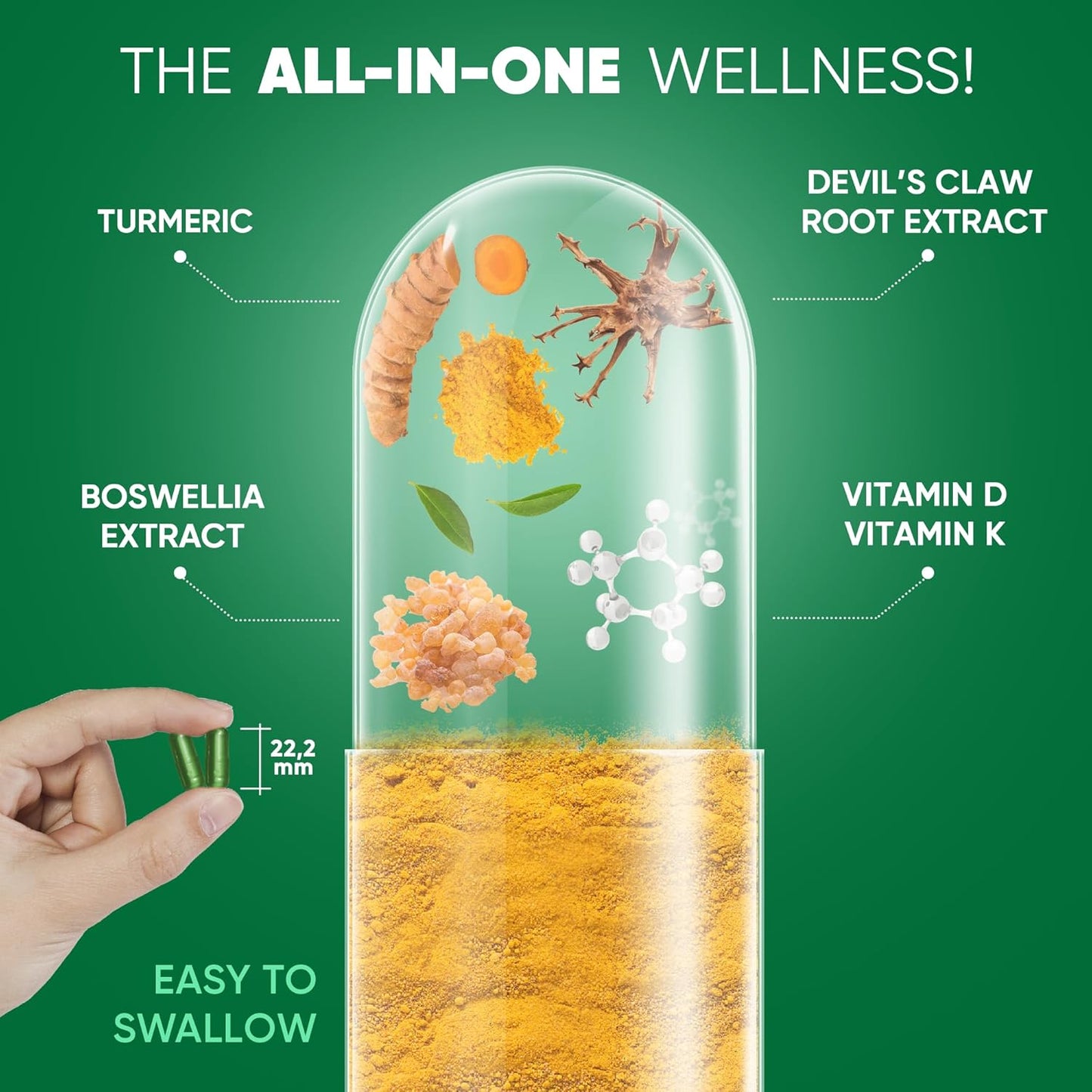 Advanced Joint Support Supplement with Turmeric, Devil's Claw, Boswellia, Vitamin D & K - Enhances Joint Health, Flexibility & Mobility - Extra Strength Bone Support - 30 Capsules