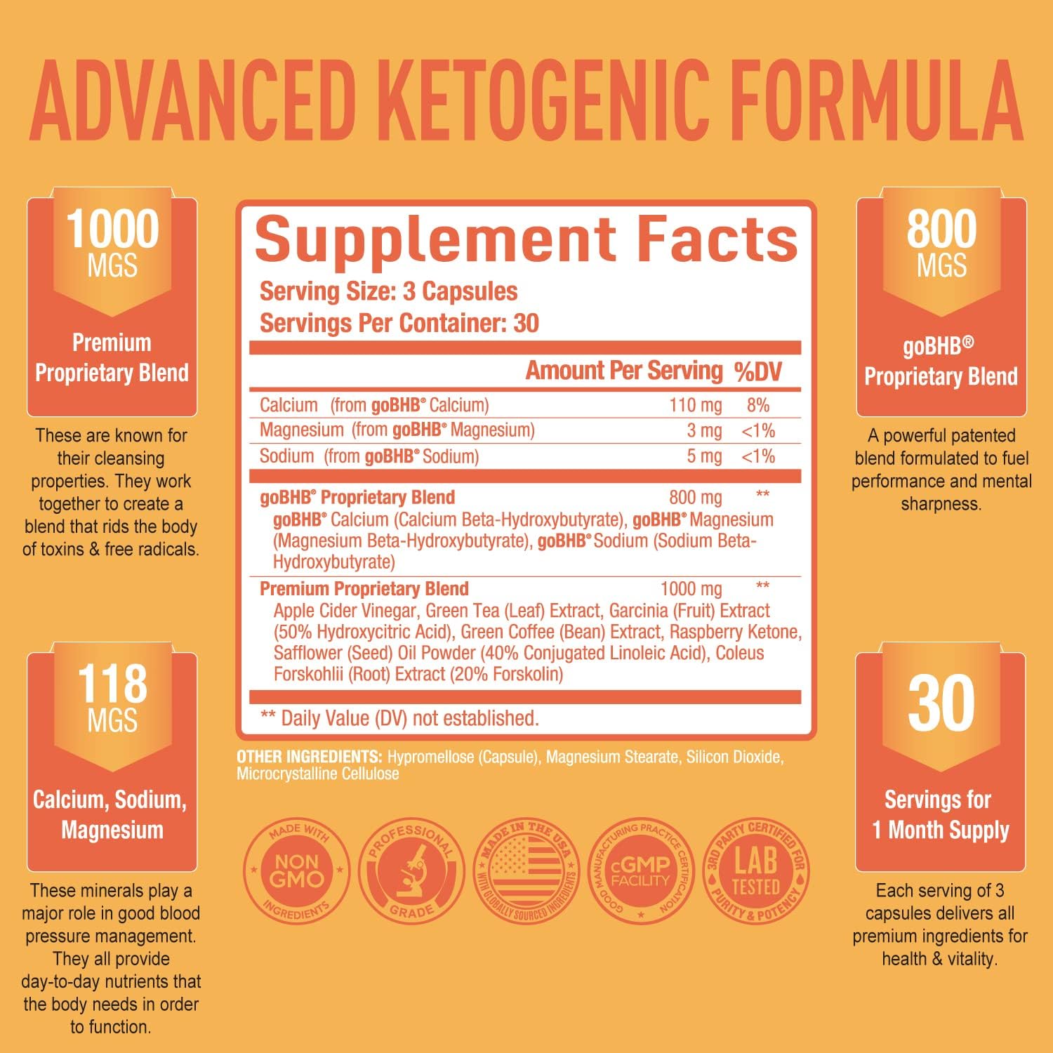 Advanced Keto + ACV Capsules with BHB for Energy, Cleanse, Digestive Health - 90 Capsules