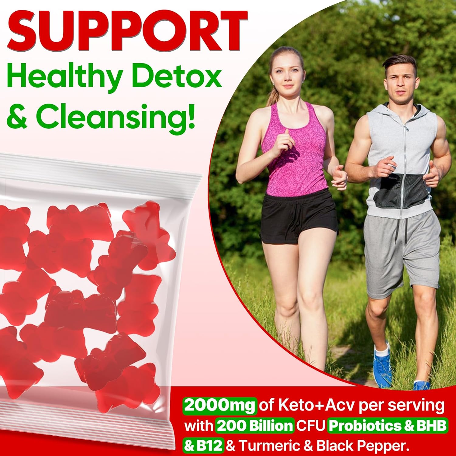 Advanced Keto Apple Cider Vinegar Gummies with Probiotics, BHB, B12 - 2000mg ACV Gummy for Detox, Cleanse, Metabolism - Sugar Free - 180 Count