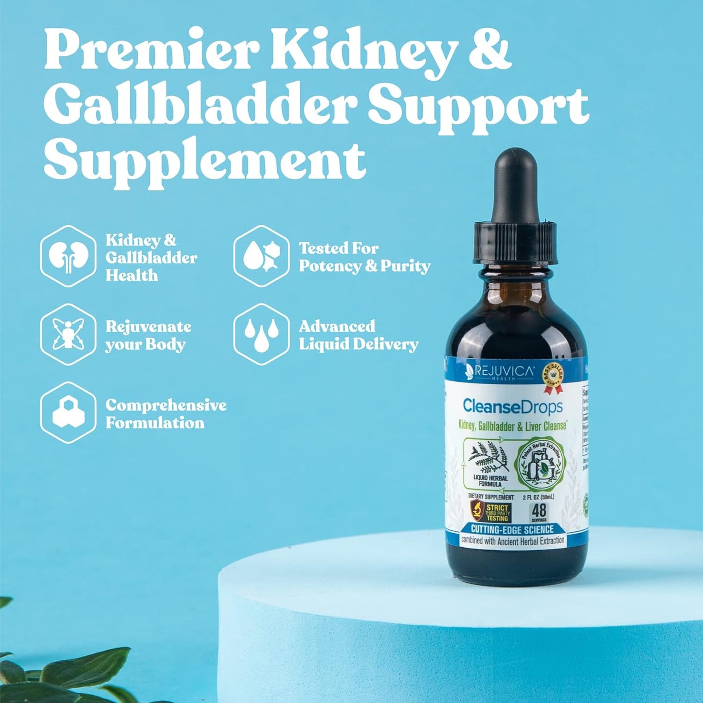 Advanced Kidney & Gallbladder Cleanse Support Supplement with Chanca Piedra - Liquid Delivery for Enhanced Absorption by Rejuvica Health