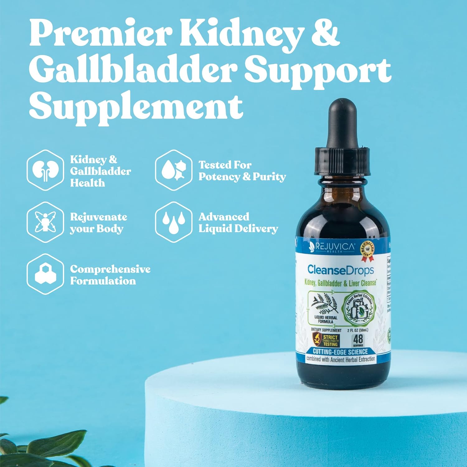 Advanced Kidney & Gallbladder Cleanse Support Supplement with Chanca Piedra - Liquid Delivery for Enhanced Absorption by Rejuvica Health
