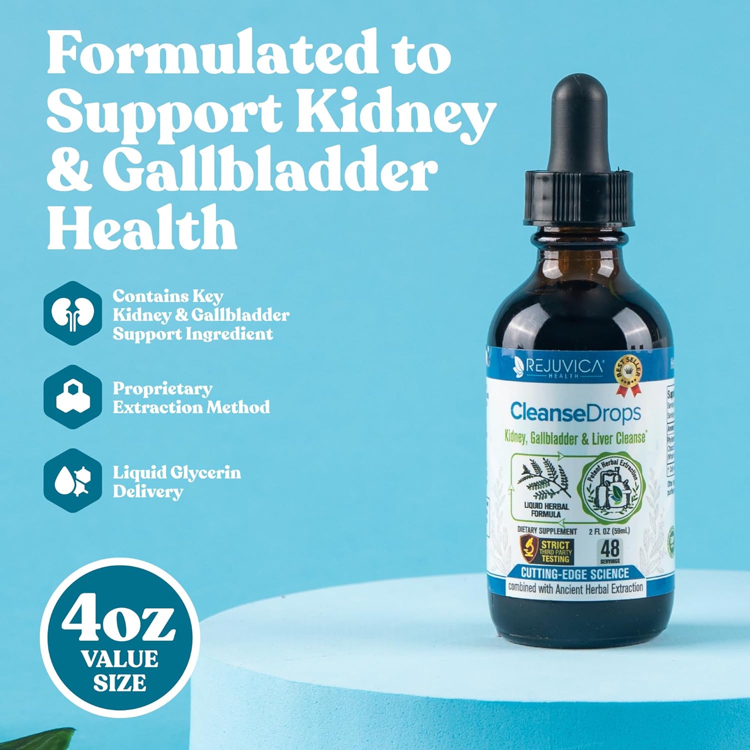 Advanced Kidney & Gallbladder Cleanse Support Supplement with Chanca Piedra - Liquid Delivery for Enhanced Absorption by Rejuvica Health