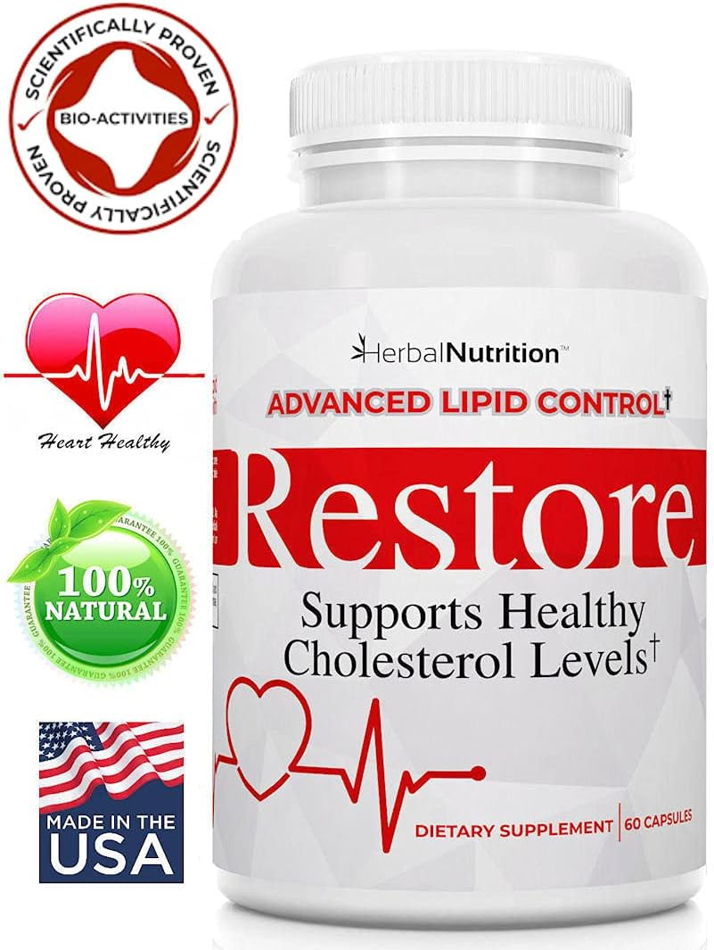 Advanced Lipid Control Herbal Supplement - Red Yeast Rice, Grape Seed, Folic Acid for Healthy Cholesterol - All-Natural Bio-Actives, Promotes Heart Health