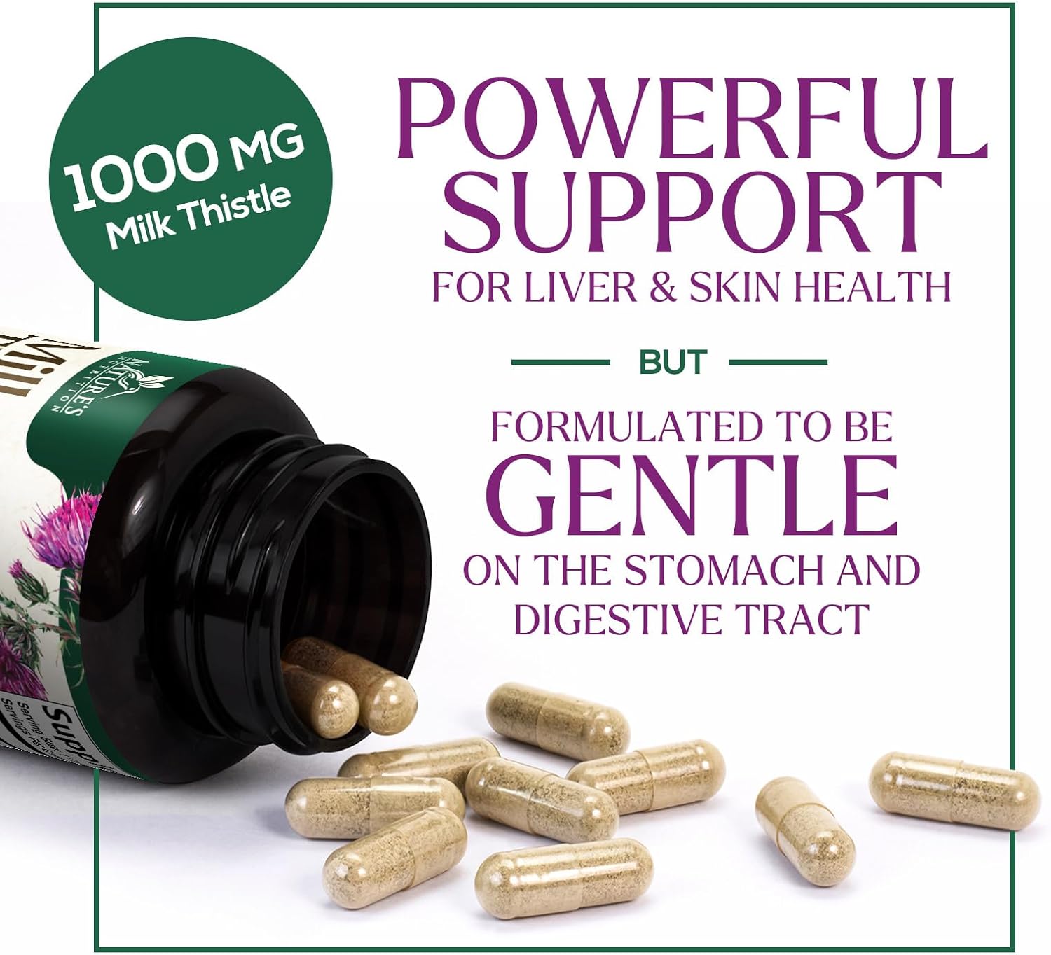 Advanced Liver Cleanse Detox & Repair Supplement - 1000mg Herbal Liver Support Formula with Silymarin Marianum - Nature's Nutrition Liver Health Support - 120 Capsules