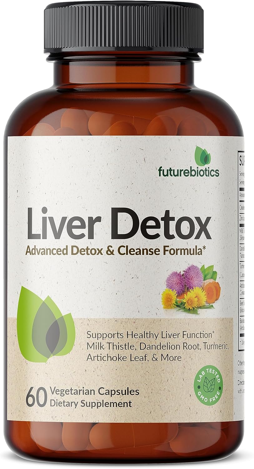 Advanced Liver Detox & Cleanse Formula with Milk Thistle, Dandelion Root, Turmeric - 60 Vegetarian Capsules, Non-GMO - Supports Healthy Liver Function
