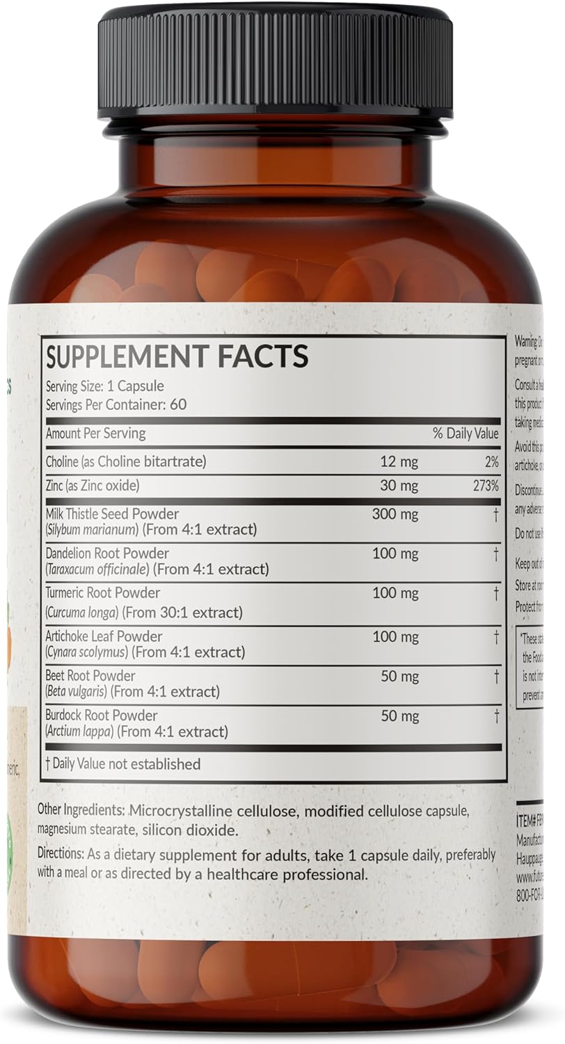 Advanced Liver Detox & Cleanse Formula with Milk Thistle, Dandelion Root, Turmeric - 60 Vegetarian Capsules, Non-GMO - Supports Healthy Liver Function