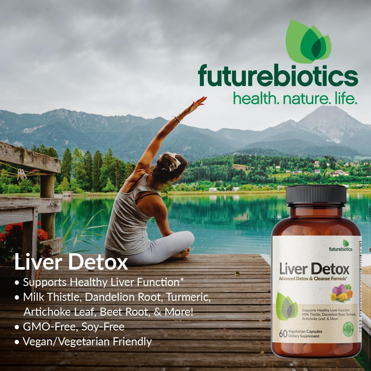 Advanced Liver Detox & Cleanse Formula with Milk Thistle, Dandelion Root, Turmeric - 60 Vegetarian Capsules, Non-GMO - Supports Healthy Liver Function