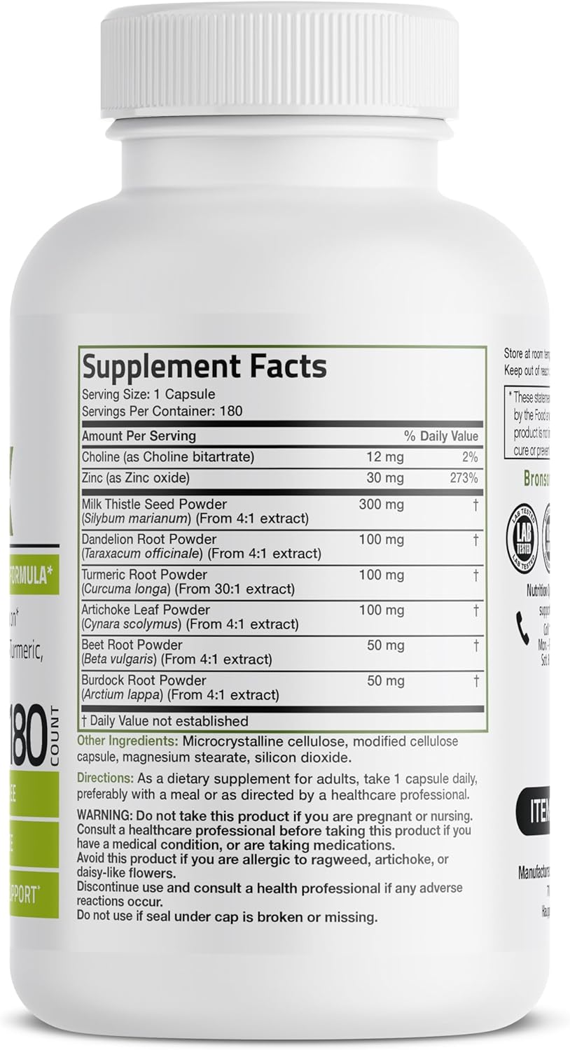 Advanced Liver Detox Cleanse with Milk Thistle, Dandelion, Turmeric - 180 Capsules, Non-GMO & Vegetarian Formula for Healthy Liver Function