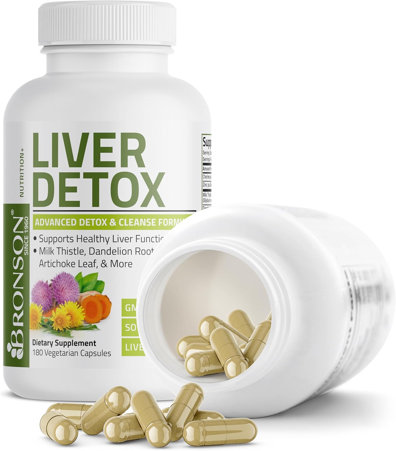 Advanced Liver Detox Cleanse with Milk Thistle, Dandelion, Turmeric - 180 Capsules, Non-GMO & Vegetarian Formula for Healthy Liver Function