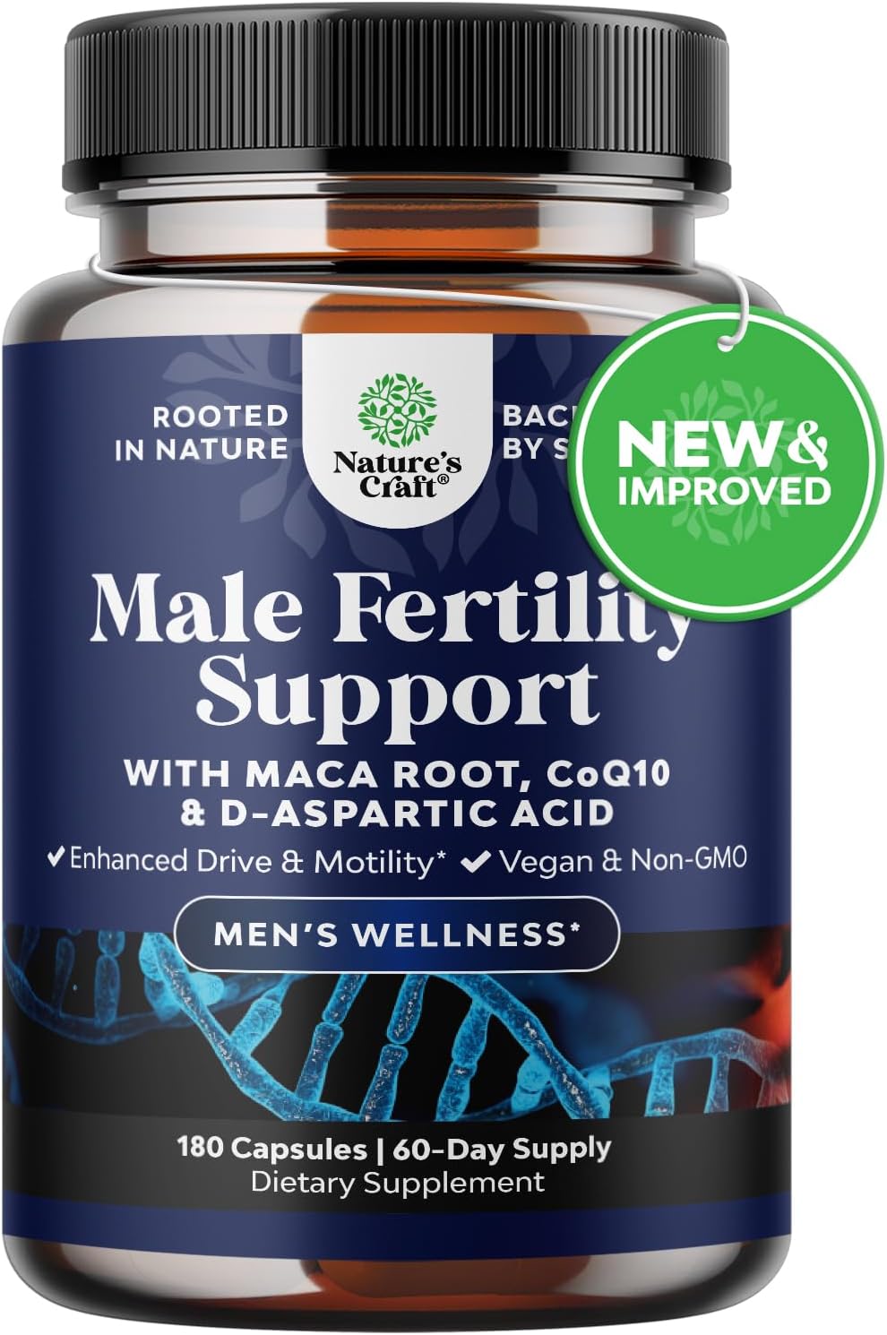 Advanced Male Fertility Supplement with CoQ10, Maca Root, and Methyl Folate - Enhance Count and Motility Support for Pre Conception (2 Months)