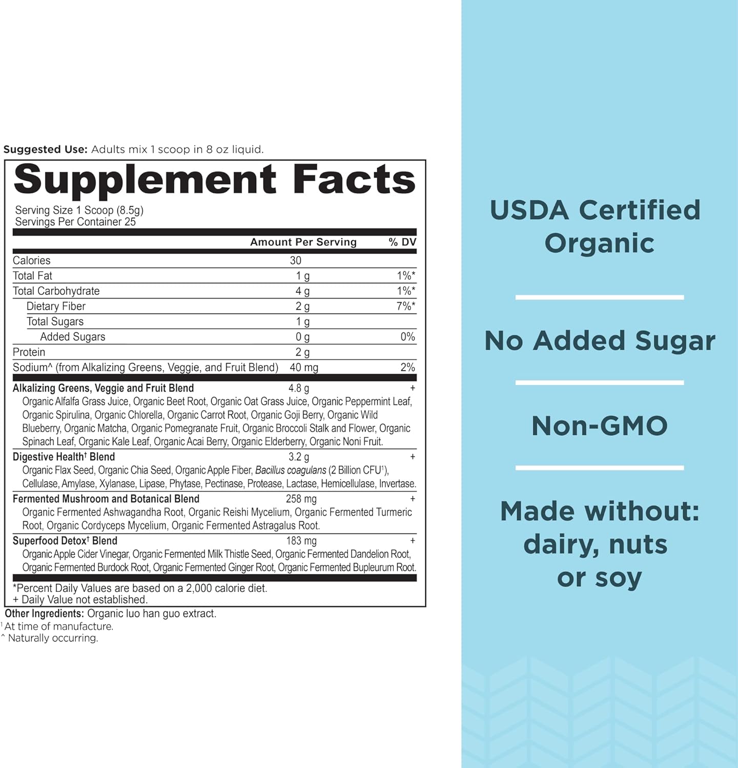 Advanced Multi Collagen Powder Cleanse & Detox with Organic SuperGreens Alkalize, Unflavored, 36 Servings + 25 Servings