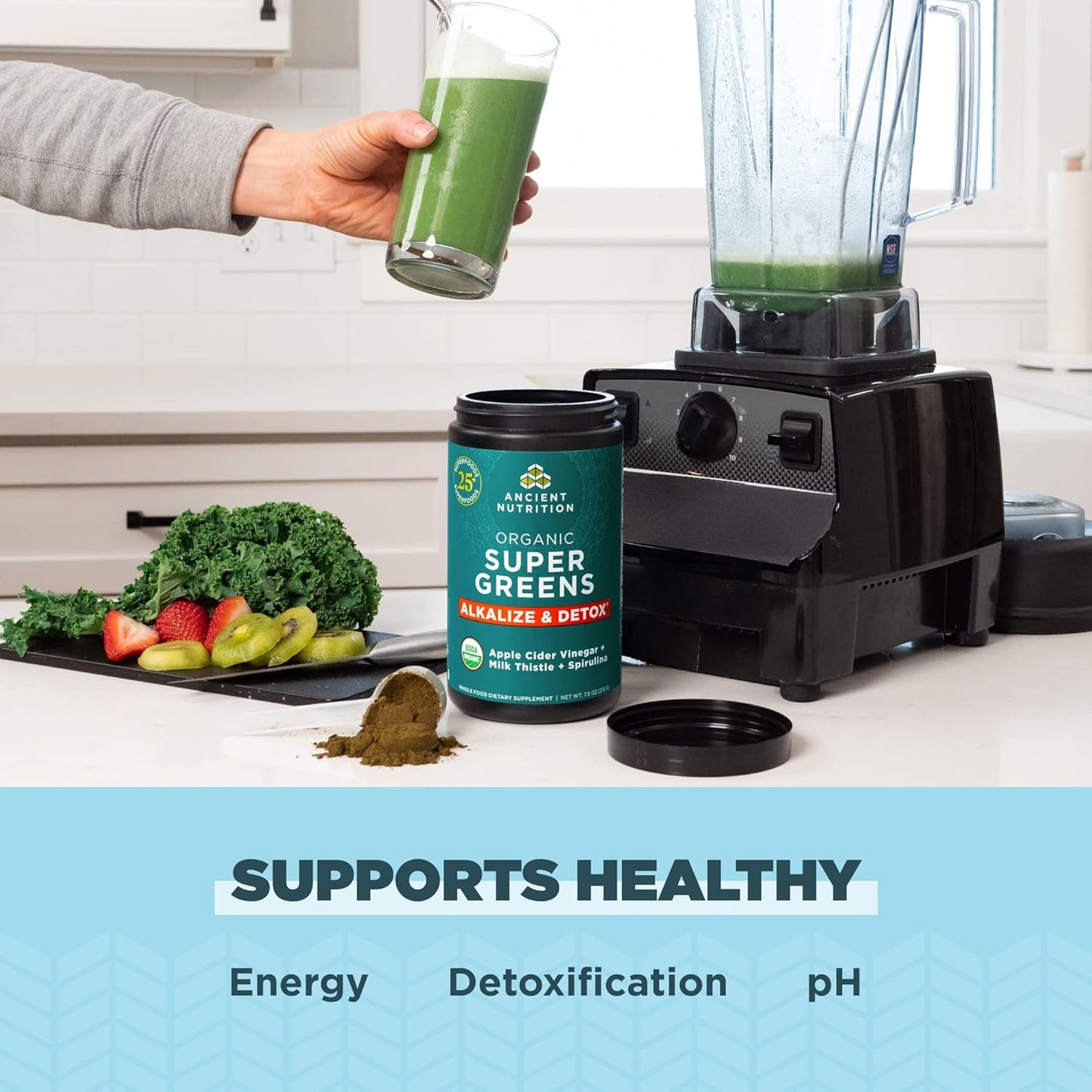 Advanced Multi Collagen Powder Cleanse & Detox with Organic SuperGreens Alkalize, Unflavored, 36 Servings + 25 Servings