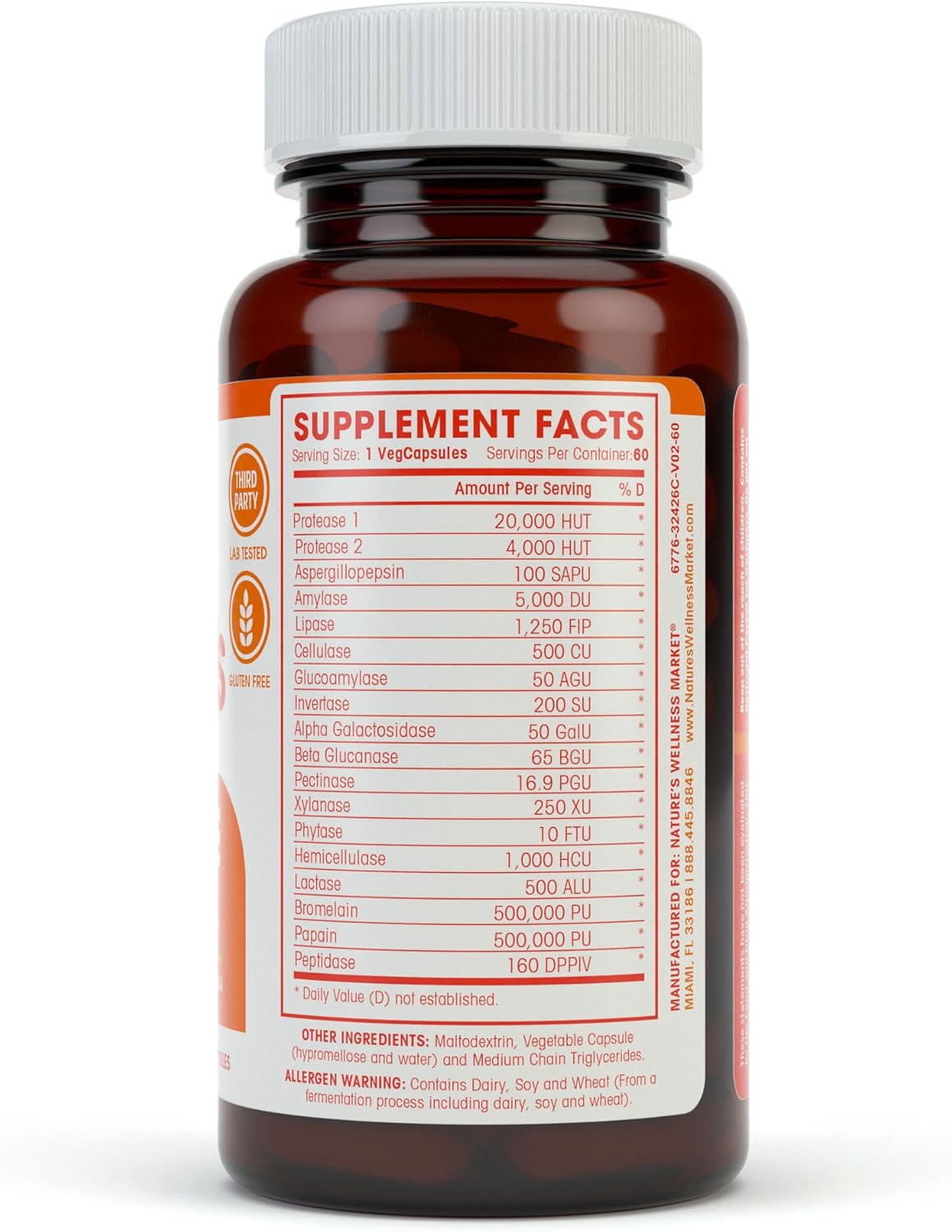 Advanced Multi Enzyme Supplement for Digestion & Absorption - Natural Relief for Gas, Bloating, IBS, Gluten & Lactose Intolerance by Natures Wellness