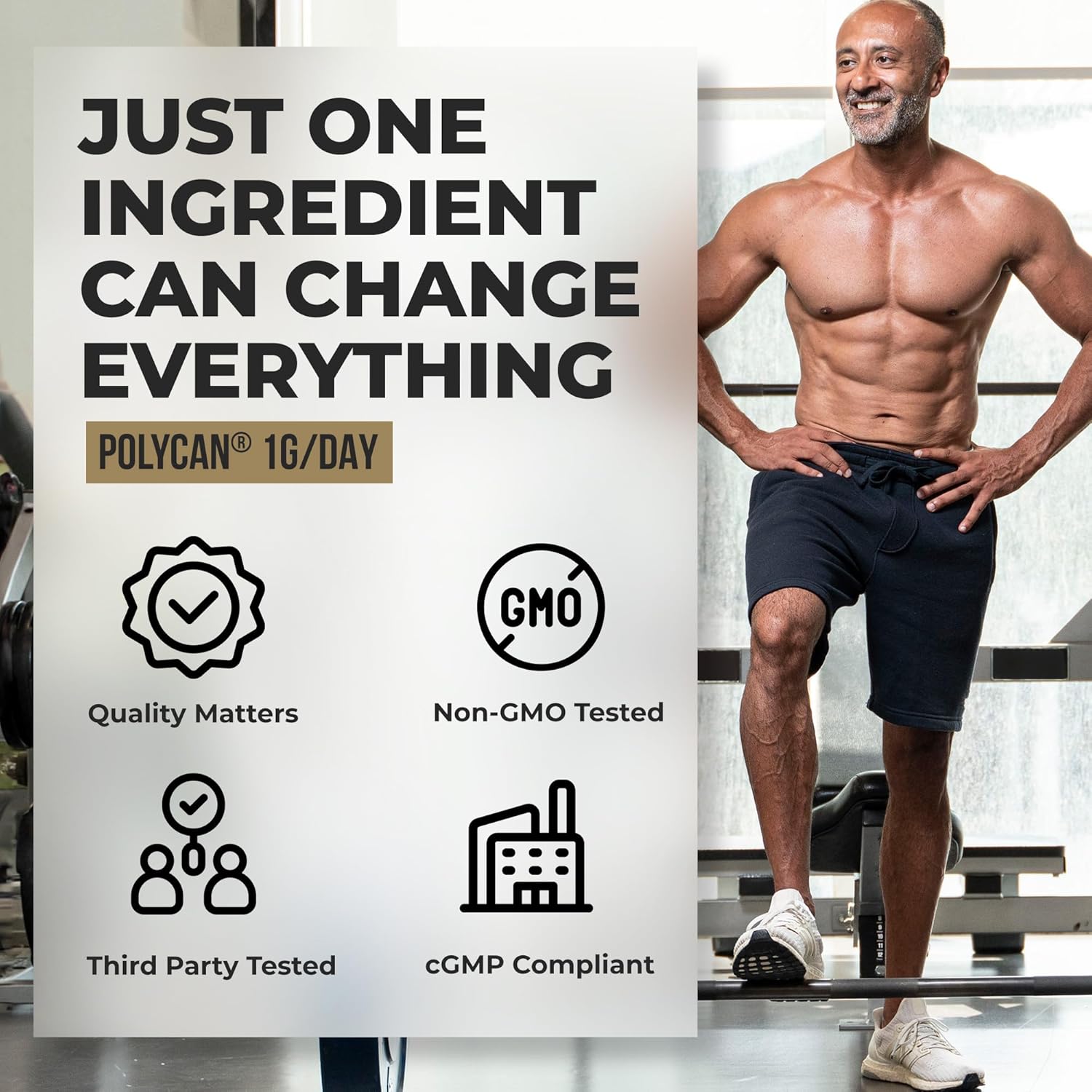 Advanced Muscle, Bone, and Joint Support Supplement with Clinically Proven Polycan Fermented Beta-Glucan - 60 Capsules for Immune Health