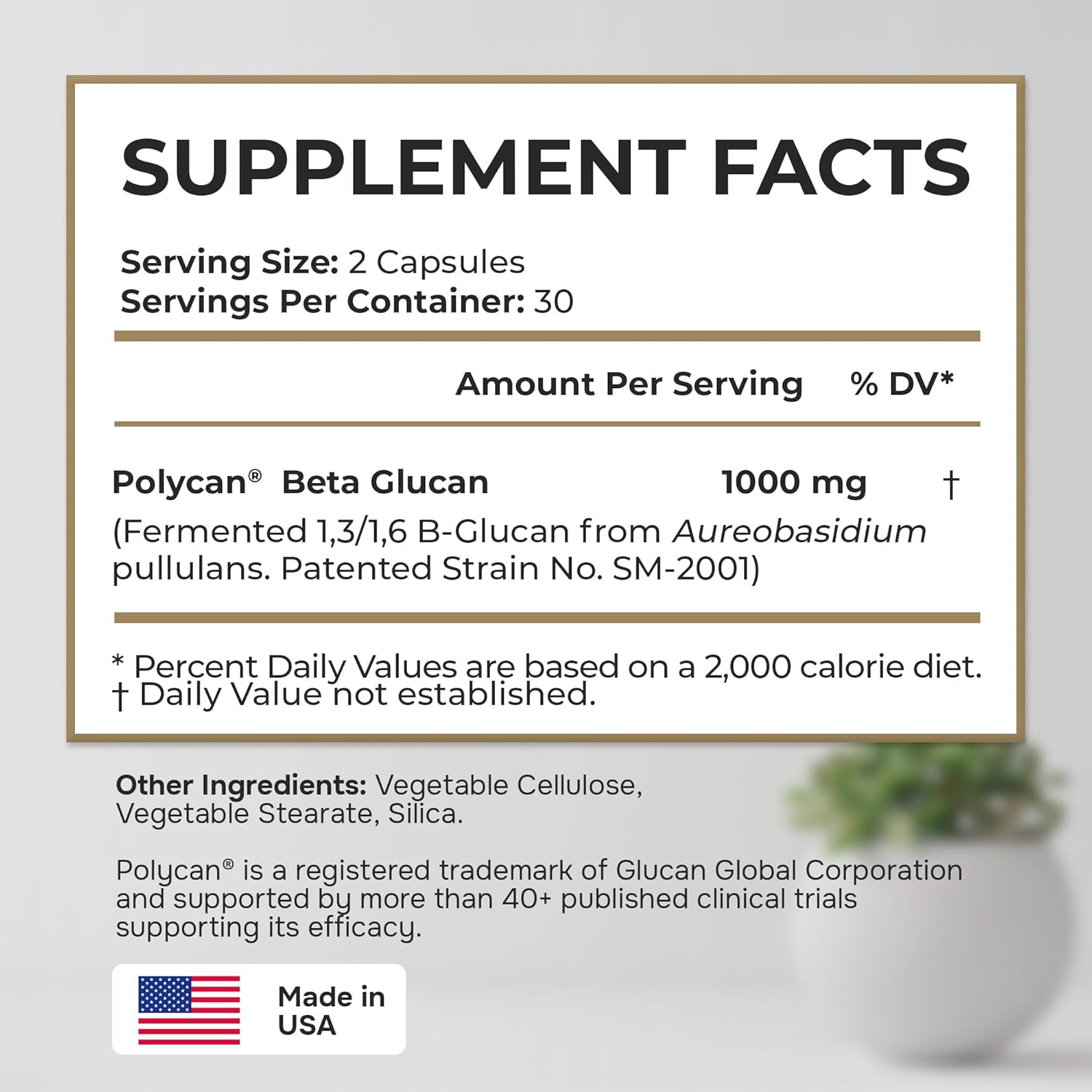 Advanced Muscle, Bone, and Joint Support Supplement with Clinically Proven Polycan Fermented Beta-Glucan - 60 Capsules for Immune Health