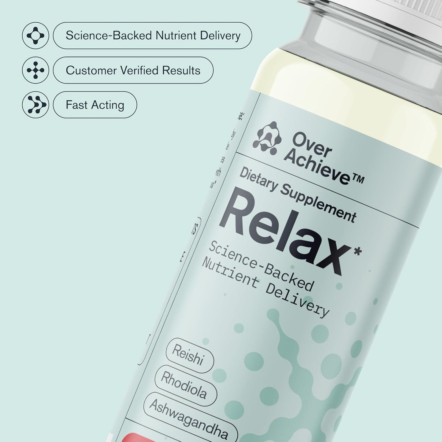 Advanced Nanoscience Relax Drink 3 Pack for Stress Relief with Ashwagandha, Rhodiola Rosea, & Reishi Mushroom - Berry Hibiscus Flavor 2oz