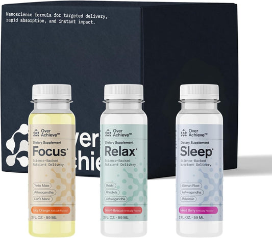 Advanced Nanoscience Technology 12 Pack: Stress Calming, Sleep Aid, Nootropic Brain Focus Drinks