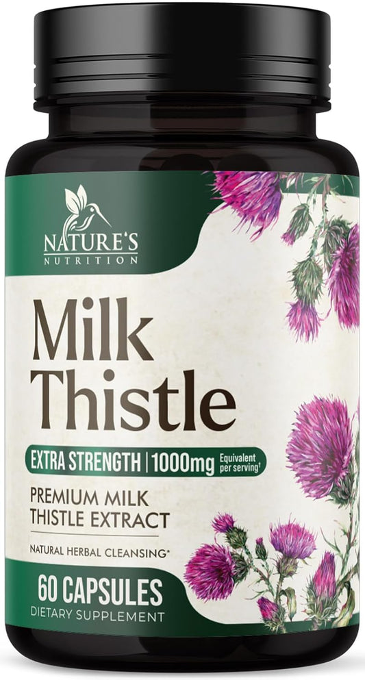 Advanced Nature's Nutrition Milk Thistle & Dandelion Root Liver Cleanse Detox - 1000mg Supplement with Silymarin Marianum - Liver Health Support Formula - 60 Capsules