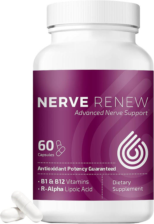 Advanced Nerve Support Supplement with 300mg R-Alpha Lipoic Acid, Vitamin B Complex, Benfotiamine, and Herbs - 60 ct