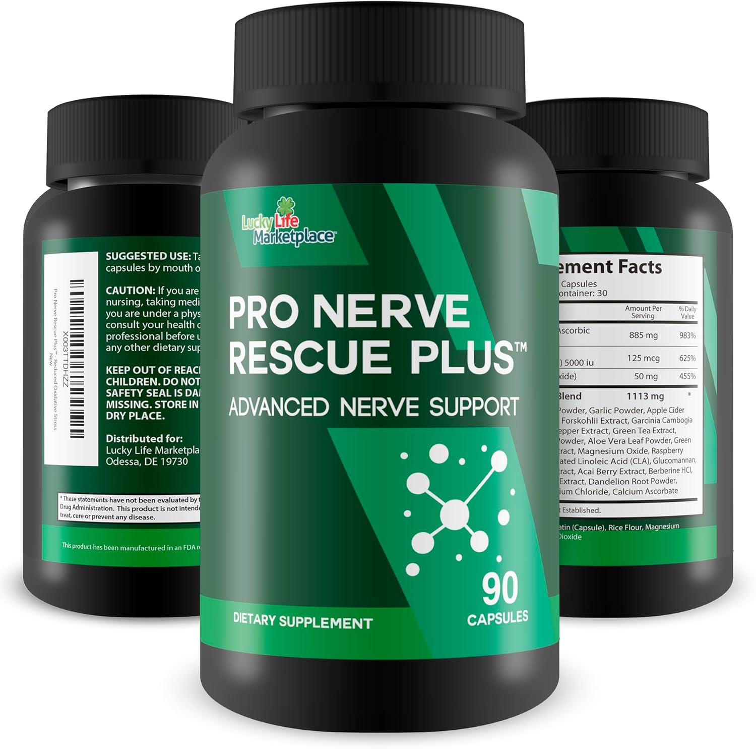 Advanced Nerve Support Supplement with Magnesium, Calcium, and Zinc - Promotes Healthy Nerve Function, Blood Flow, and Reduces Oxidative Stress - Soothes Nerve Discomfort - Pro Nerve Rescue Plus