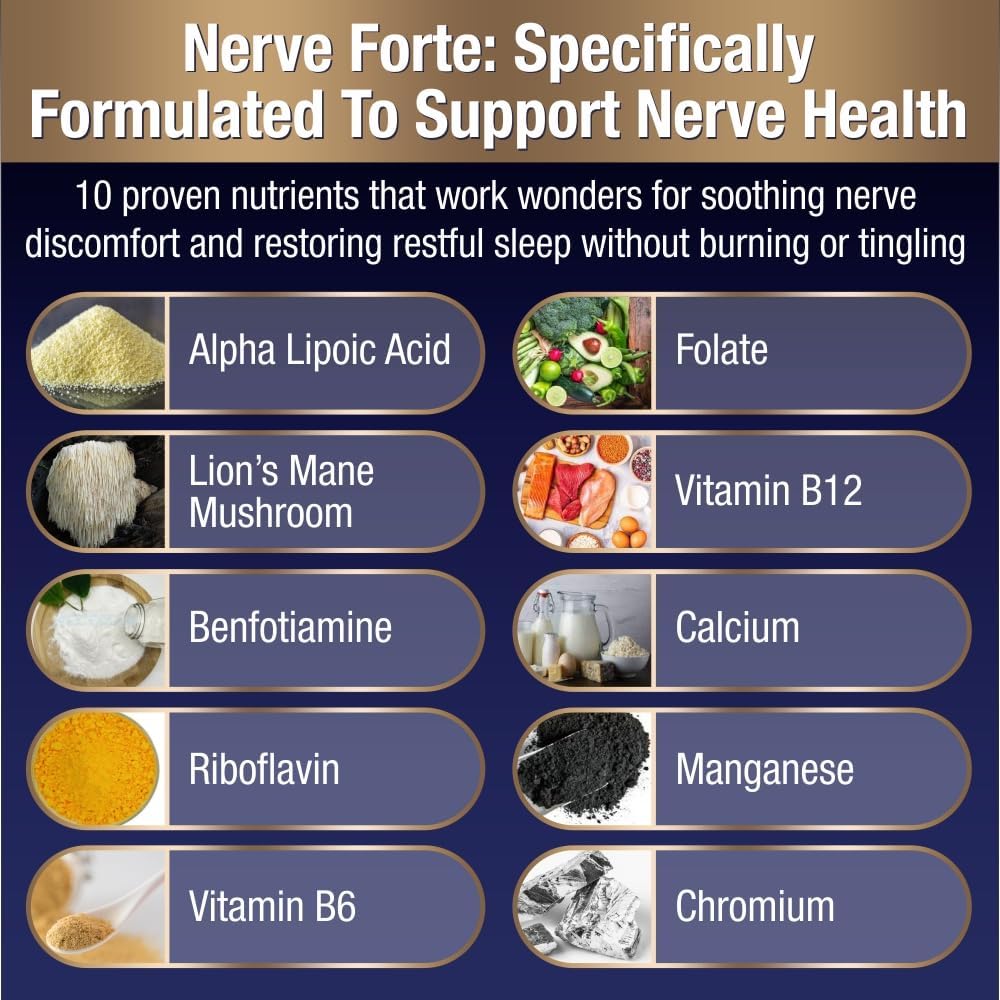 Advanced Neuropathy Support Supplement with Alpha-Lipoic Acid & Lion’s Mane - Promotes Nerve Health, Eases Pain - 90 Capsules