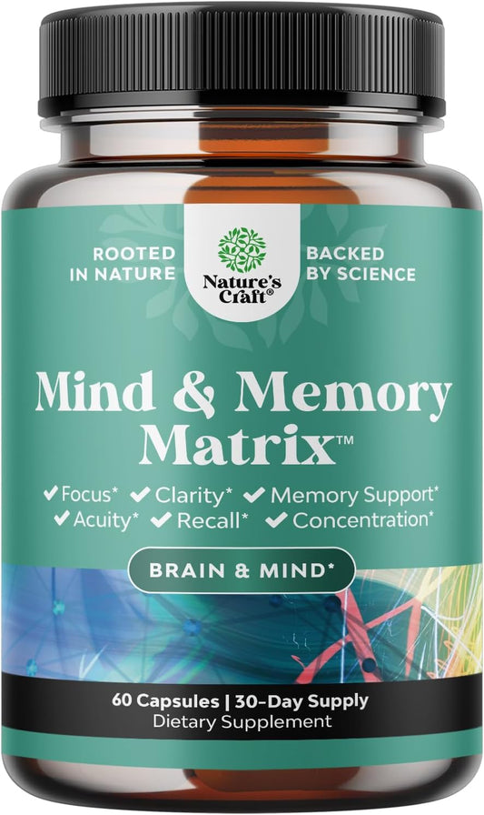 Advanced Nootropic Brain Supplement for Memory, Focus, and Energy - Memory Support Vitamins for Adults - Enhance Brain Function and Mental Clarity