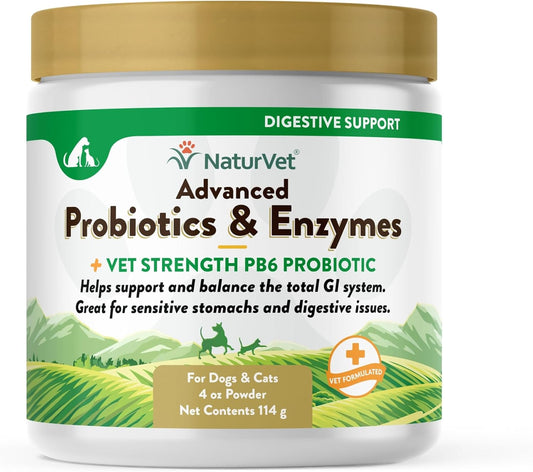 Advanced Probiotics & Enzymes for Pets with Sensitive Stomachs - Vet Strength PB6 Probiotic - Supports Digestive Health for Dogs & Cats