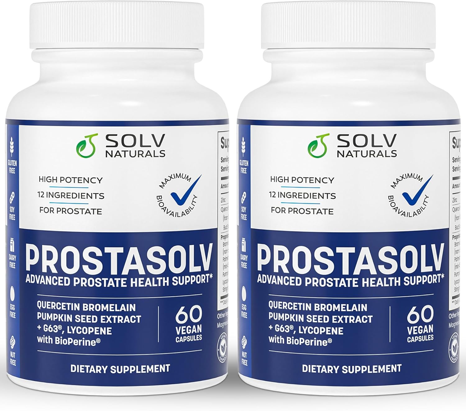Advanced Prostatitis Supplement for Pelvic Health - Vegan Capsules with Quercetin, Bromelain, Pumpkin Seed Extract, Lycopene, BioPerine - 2 Pack
