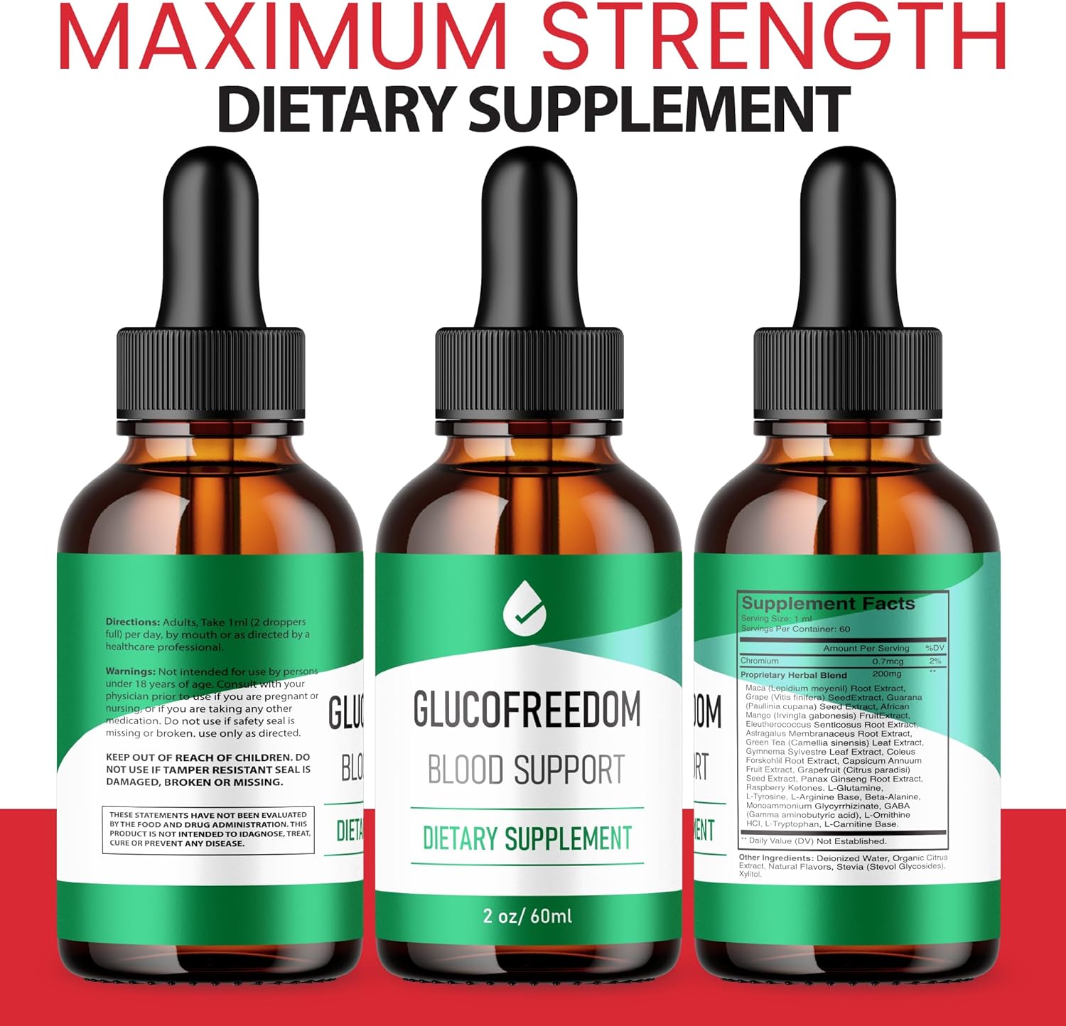 Advanced Purvia GlucoFreedom Liquid Drops - Maximum Strength Formula for Overall Wellness Support - USA Made (2oz)
