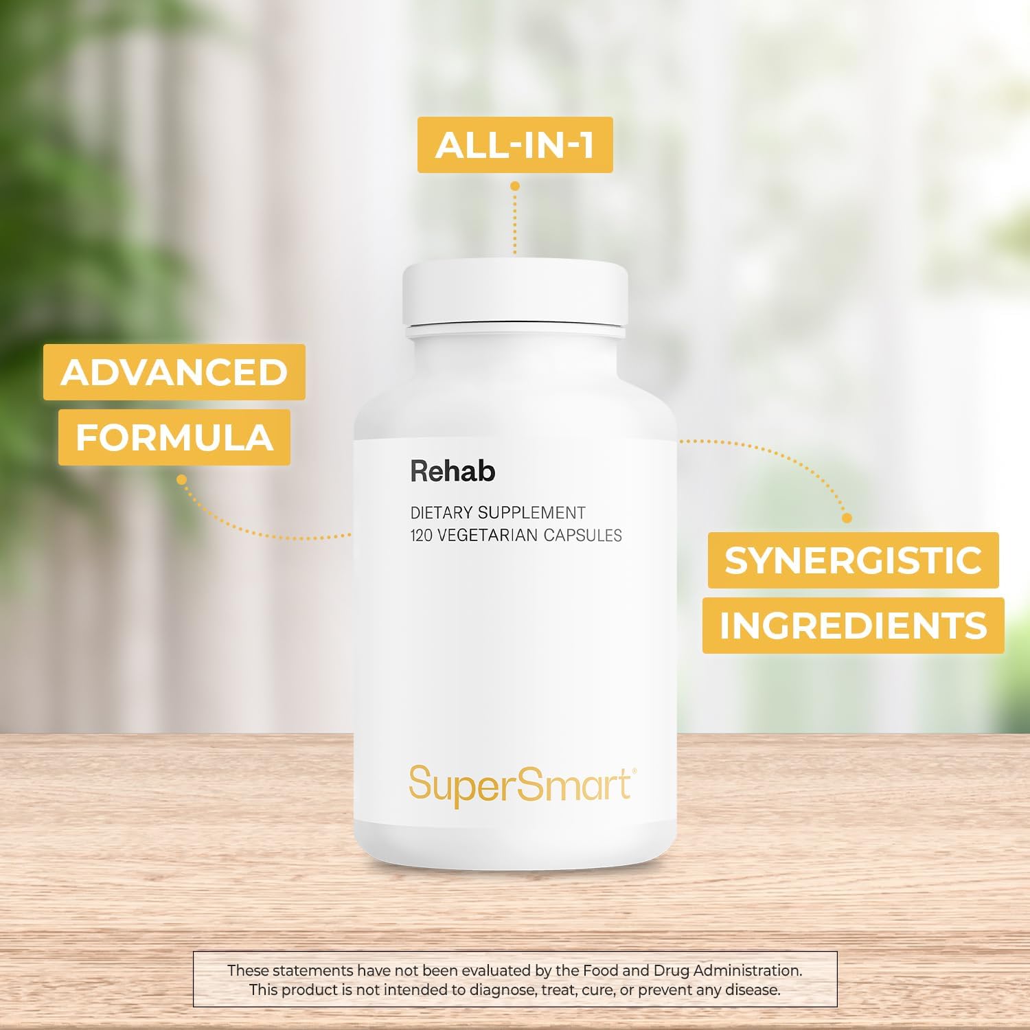 Advanced Rehab Supplement with Kudzu, Silymarin, Ginger Root, Benfotiamine - Non-GMO & Gluten Free - 120 Capsules