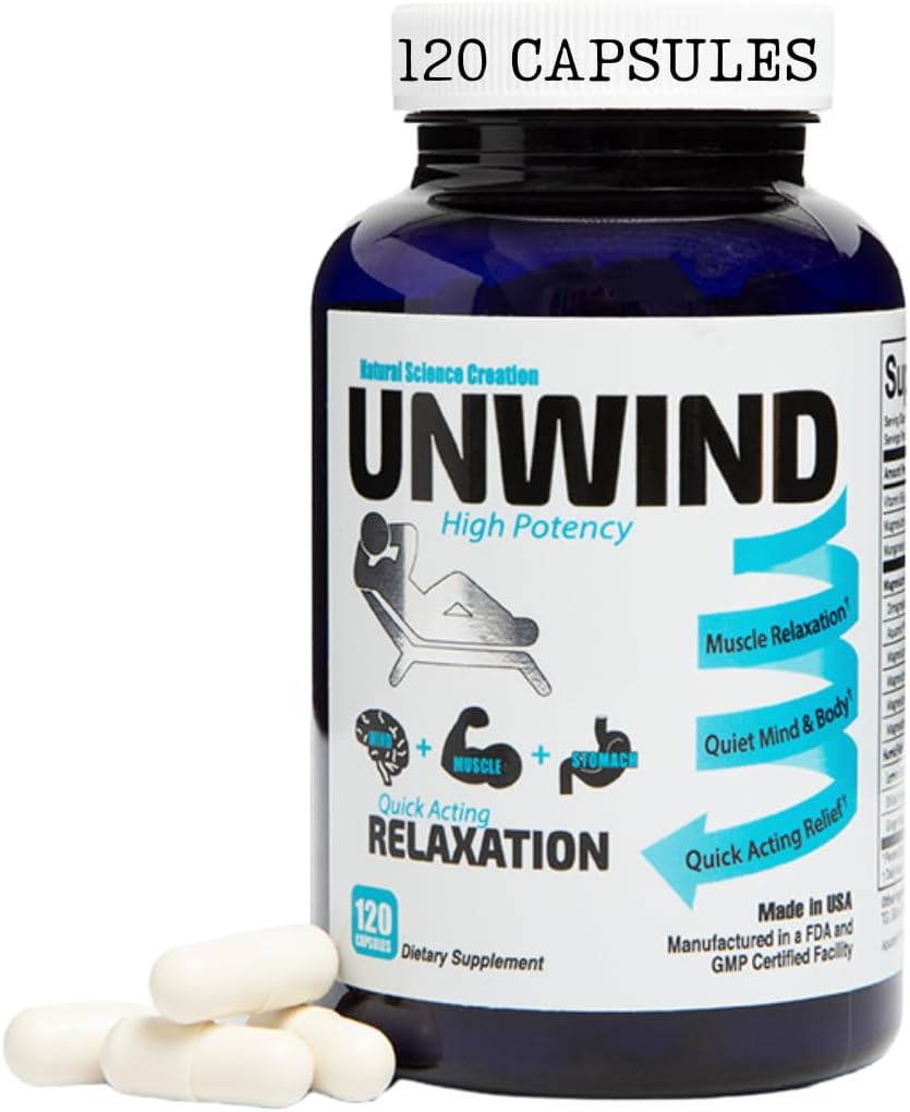 Advanced Relaxation Supplement with Max Strength Elemental Magnesium, Lemon Balm, Primavie Shilajit, Ginger - 120 Capsules