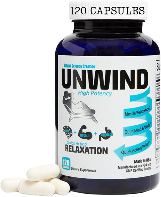 Advanced Relaxation Supplement with Max Strength Elemental Magnesium, Lemon Balm, Primavie Shilajit, Ginger - 120 Capsules