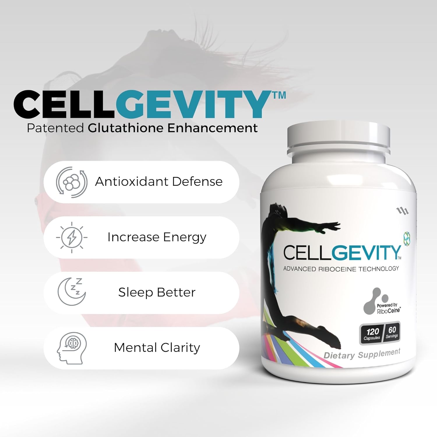 Advanced Riboceine Technology in CELLGEVITY - 120 Vegetable Capsules, 60 Servings