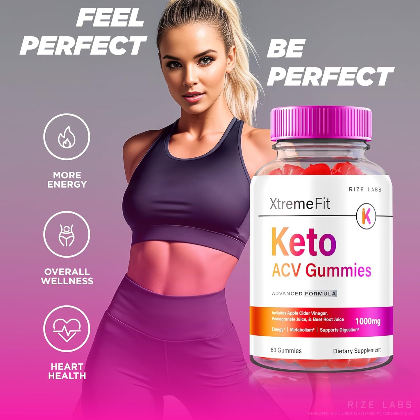 Advanced Slimming Formula Formula: rize labs Xtremefit Keto ACV Gummies with Apple Cider Vinegar (120 Gummies)