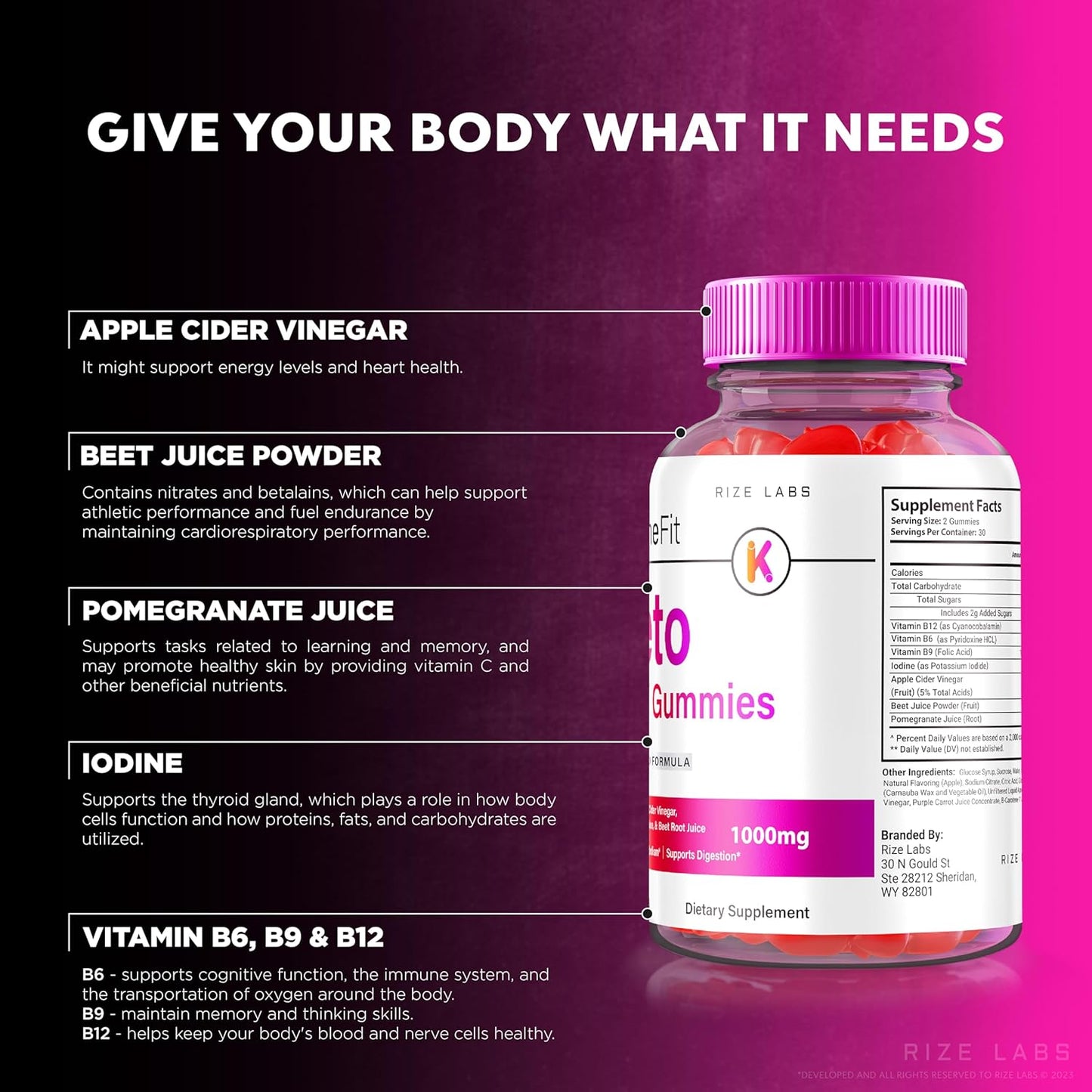 Advanced Slimming Formula Formula: rize labs Xtremefit Keto ACV Gummies with Apple Cider Vinegar (120 Gummies)
