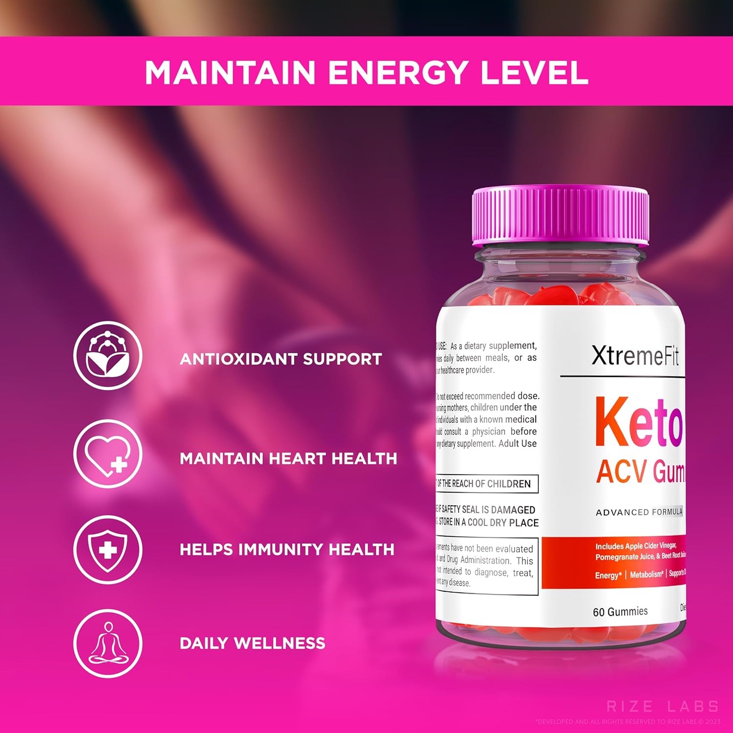 Advanced Slimming Formula Formula: rize labs Xtremefit Keto ACV Gummies with Apple Cider Vinegar (120 Gummies)