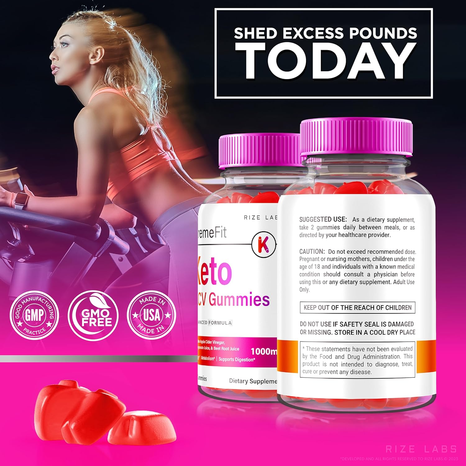 Advanced Slimming Formula Formula: rize labs Xtremefit Keto ACV Gummies with Apple Cider Vinegar (120 Gummies)