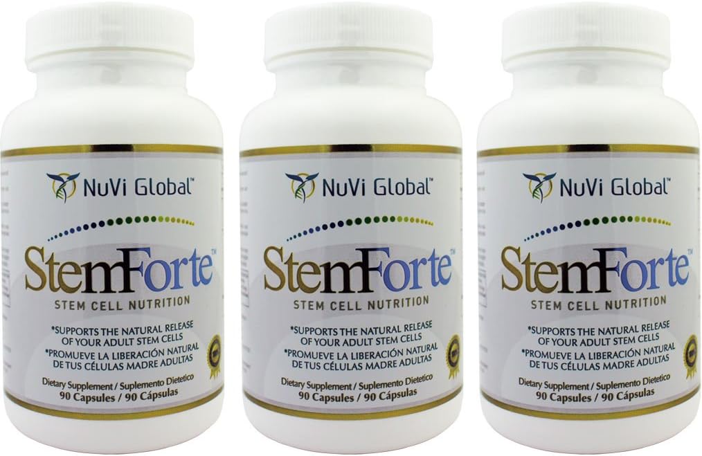 Advanced StemForte Plus Stem Cell Nutritional Supplements - Three Bottles for Men and Women - Supports Stem Cell and Telomere Activity - Boosts Energy, Focus, and Mood - Natural Stem Cell Release