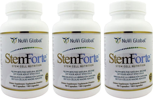 Advanced StemForte Plus Stem Cell Nutritional Supplements - Three Bottles for Men and Women - Supports Stem Cell and Telomere Activity - Boosts Energy, Focus, and Mood - Natural Stem Cell Release