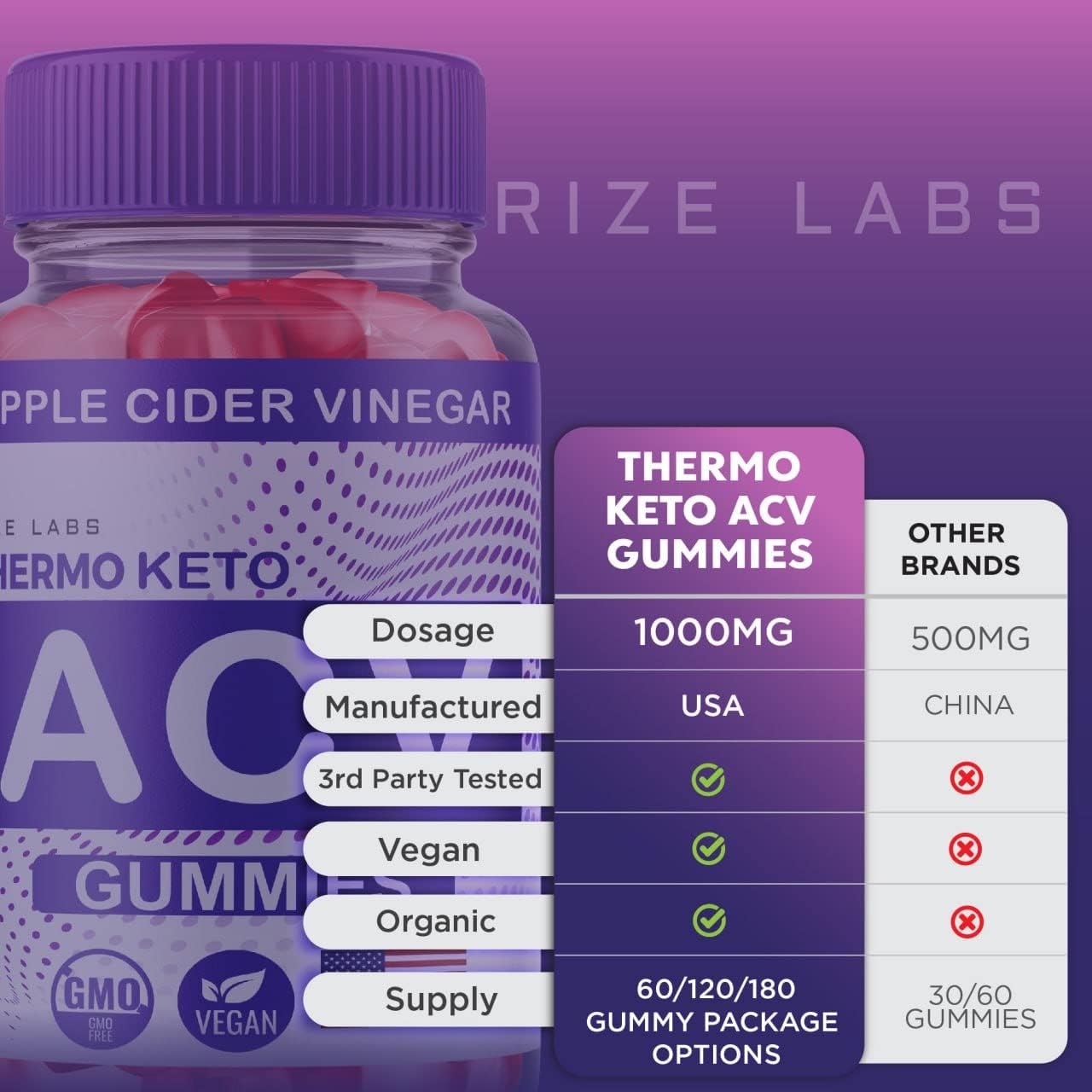 Advanced Thermo Keto ACV Gummies with Apple Cider Vinegar for Weight Loss - Reduce Belly Fat, Extra Strength Supplement (180 Gummies)